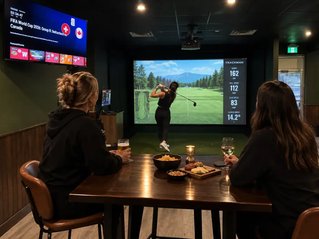 Generated image of 3 women playing golf at Swing Stations